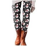 Winter Leggings Damen Weihnachten - Thermo Leggings Weihnachtenmotiv Strumpfhose Elastische Taille Winterleggins Große Größen Thermoleggins Blickdicht Winterstrumpfhose Stretch Winterhose