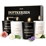 AMARI ® Duftkerzen Geschenkset - 4er Kerzenset - Scented Candle - Kerzen Geschenkset Frauen - Duft Kerzen - Duftkerzen im Glas - Deko Geschenke für Frauen