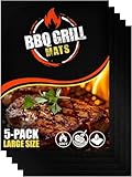 Große BBQ Grillmatte für Gasgrill, Elektro und Holzkohle (5er Pack) 40 x 32cm - Wiederverwendbare, hitzebeständige Grillmatten für Holzkohle, Teflon Grillmatte, Grillfolie, Grill Zubehör
