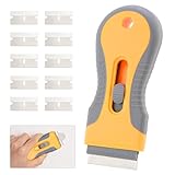 Mynoozi Ceranfeld Kratzer mit 10 Ersatzklingen, Glasschaber für Induktionsherd, Ceranfeldreiniger Schaber, Küchenrakel Kunststoff Schaber – entfernt hartnäckige Flecken, Aufkleber und