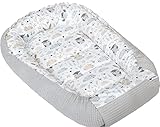 Medi Partners Babynest Kuschelnest Babynestchen 100% Baumwolle Waffle Nestchen Reisebett für Babys Säuglinge 100x60x15cm Sicherer Verschluss (Lichtung mit Grauer Waffle)