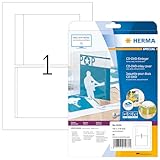 HERMA 5036 CD DVD Einleger für Jewel Case Hüllen perforiert, 25 Blatt, 151 x 118 mm, 1 pro A4 Bogen, 25 Stück, bedruckbar, matt, blanko Papier-Cover Inlays, weiß