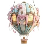 doyandader Heißluftballon-Solarlaterne, flackerndes Flammenlicht, 2D-Acryl-Dekoration, Anhängermodell für Fenster, Innenhof, Zuhause, Bauernhaus, Weg, Hochzeiten, Versammlungen, Veranda, Garten