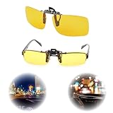 Polarisierte Clip-On Nachtfahrbrille, Nachtfahrbrille Clip, Sonnenbrille Aufsatz Clip on Sonnenbrille, Sonnenbrille zum Aufstecken Polarisiert, Randlose Myopie Sonnenbrille, Hochauflösende Sicht, Gelb