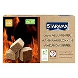 STARWAX - Anzündwürfel - Brenndauer bis 10 min - Schnelles Anzünden - Beeinträchtigen Nicht den Geschmack der Speisen - PEFC - 32 Würfel, Beige