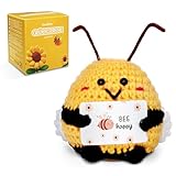Pocket Hug Glückliche Biene - Glücksbringer mit Positiver Energie - Niedliche Häkelbiene Lucky Bee - Originelles Ermutigungsgeschenk Motivationsgeschenk für Frauen Kinder, Perfekt als Büro Deko