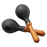 Percussion Maracas Shaker Rasseln Sandhammer Percussion Instrument mit ABS Kunststoffschalen und Holzgriffen für Live-Auftritte und Aufnahme-Sessions (Schwarz)