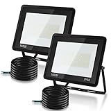 Lospitch LED Strahler, 2x100W LED Scheinwerfer Superhell 8500LM 6000K Kaltweiß Außenleuchte, LED Flutlicht IP66 Wasserdicht Außenstrahler für Garten, Auffahrt (kein Stecker)