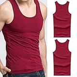Tank Top Herren Sport,Unterhemd Herren Lang,Baumwolle Einfarbig ärmelloses Leicht Unterziehshirt Atmungsaktiv Trägershirts Casual Sporttop Tanktops Unterhemden Muskelshirt Regular Fit Gym Laufshirt