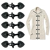 Leder Knebelverschlüsse,Knöpfe Verschluss Jacken 5 paar,Knebelknöpfe mit Verschluss,DIY Handwerk Kleidung Nähen Dekoration Basteln Zubehör, Knöpfe für Kinderbekleidung, Hornknöpfe(Schwarz)
