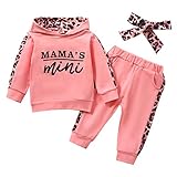 Geagodelia Babykleidung Set Baby Mädchen Kleidung Outfit Langarm Kapuzenpullover Top + Hose Neugeborene Kleinkinder Weiche Babyset Mama's Mini (Pink 725, 0-6 Monate)