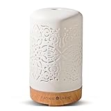 Earnest Living Aroma Diffuser für Ätherische Öle 100 ml - Weißer Keramik Raumduft Duftöl Diffuser - Elektrische Duftlampe, Luftbefeuchter, Nachttischlampe - 7 Lichtfarben, Timer, Abschaltautomatik