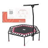 SportPlus Fitness Trampolin für Zuhause Ø 126cm - leise Gummiseilfederung, 5-Fach höhenverstellbarer Haltegriff - Trampolin Indoor bis 130 kg - mit kostenloser Gymondo Mitgliedschaft