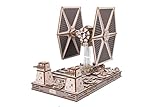 UGEARS Star Wars TIE Fighter 3D Puzzle Holz – Holzbausatz Erwachsene, 3D Holzpuzzle Erwachsene, Modellbausatz für Display oder Spiel, Basteln Star Wars Geschenk zu Weihnachten