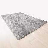 WOWZILLA Flauschiger Hochflor Teppich 120x170cm - Grauer Teppich, für Wohnzimmer, Schlafzimmer & Kinderzimmer - Wohnzimmerteppich mit thermischer Isolierung & Schallabsorption, Shaggy Fellteppich grau