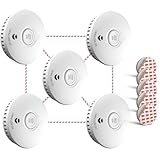 Vernetzter Rauchmelder,10 Jahre Alter Feuermelder mit austauschbaren AA Batterien, Wireless Rauchmelder mit magnethalterung, EN14604 5pack