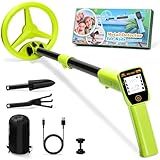 Metalldetektor Kinder, Smofrees Über USB Wiederaufladbarer Kleiner Kinder Metalldetektor, Verstellbarer 60-86cm Tragbarer metalldetektor mit lustigem LCD-Display für die Erkundung im Freien, Lichtgrün