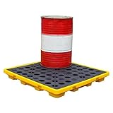 Industrielle modulare Auffangwanne für auslaufende Flüssigkeiten – auslaufsichere Kunststoffpalette für die sichere Lagerung von Öltanks (gelb, 130 x 68 x 15 cm)