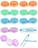 MYGLOAR 8 PCS Kontaktlinsenbehälter und 2PCS Pinzette, Farbige Kontaktlinsenbehälter, Kontaktlinsenetuis, Reise Kontaktlinsenetui Set, Auslaufsicheres Reise Kontaktlinsenetui für Zuhause und Unterwegs