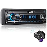 RDS Autoradio Bluetooth für 9-24V, FM/AM 1Din Autoradio mit Bluetooth Freisprecheinrichtung, 7 Farben Auto Radio mit 2 USB/MP3 Player/AUX/SD/Unabhängige Uhr, 30 Sender Gespeichert Werden