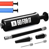 Sportbit Ballpumpe mit 2 Nadeln, 2 Düsen, Verlängerungsschlauch - Ballpumpe für Sportbälle, Basketballpumpe, Fußballpumpe, Volleyballpumpe - Anpasbare Luftpumpe für Aufblasbares