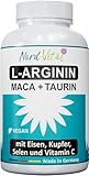 NEU! L-Arginin, Taurin und Maca - Extra hochdosiert - mit Eisen, Kupfer, Selen und Vitamin C - Maca-Extrakt 20 fach konzentriert - 180 Kapseln - In Deutschland hergestellt - Vegan