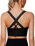 LAJERIN Sport BH Damen Starker Halt Push up Sport Bra Gekreuzt Rücken Gepolstert Sports Bra mit Abnehmbaren Gepolstert für Fitness Lauf Joggen Yoga, Schwarz-M