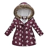 Guqmjde Daunenjacke Mädchen Winterjacke Thermal Mantel Wintermantel Jacken Winddicht Puffer Jacket Kapuzenjacke Daunenmantel Outdoorjacke Thermojacke Sweatjacke Wein, 4 Jahre