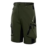 NCUKILY Radhose Herren, MTB Fahrradhose Radlerhose mit Taschen Lockere Passform Leichte Stretch Cargohose zum Radfahren Sporthose Kurze, Wandern, Angeln und Golfen, Dunkelgrün XL
