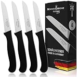 Schwertkrone® Schälmesser 4er Set [MADE IN SOLINGEN - GERMANY] - Gemüsemesser Obstmesser - Küchenmesser klein scharf - Schneidemesser Kartoffelschälmesser - Allzweckmesser rostfrei (4x 3 gerade)