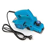 Elektrohobel 800W, Elektrischer Hobel mit Führungslineal & V-Führung, Leichter Handhobel für Holz mit Einstellbarer Hobeltiefe 0-1mm, Hobelmaschine mit Kupfermotor für Tischlerarbeiten