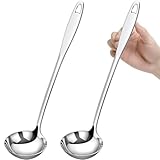 katmerio Edelstahl Suppenschöpfer, 2 Stück Schöpfkelle Zum Servieren und Schöpfen von Suppen, Spülmaschinengeeignet, Saucen-/ Schöpflöffel, Schöpfkelle
