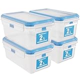 ATHLON TOOLS 4x 2L Frischhaltedosen-Set - 100% luftdicht und auslaufsicher -40 bis +100 Grad - für alle Lebensmittel - BPA-frei - Vorratsdosen für Kühlschrank (2 L | 4er Set)