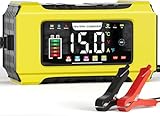 15A Autobatterie Ladegerät, 12V 24V Batterie Ladegerät 9-stufiges Intelligentes Ladegerat Autobatteri mit LCD-Bildschirm für Auto, AGM, Gel Blei-Säure-Batterien und LiFePO4-Batterien