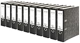 Original Falken 10er Pack Recycling-Ordner Wolkenmarmor. Made in Germany. 8 cm breit DIN A4 schwarzer Rücken Ringordner Aktenordner Briefordner Büroordner Pappordner CO2-Neutral Blauer Engel