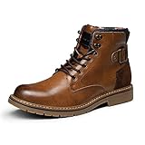 Bruno Marc Herren Motorrad Stiefel Schnürstiefel Klassische Chukka Boots Biker Freizeitschuhe,Size 42,Braun,SBBO2215M-E