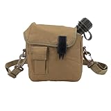 Flache Camping-Wasserflasche, 1,5 L, Tragbare Wander-Wasserflasche mit Hüfttasche für Sport (Khaki)