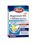 Abtei Magnesium 400 + Kalium Aktiv Plus - hochdosiert, für aktive Muskeln und den Elektrolythaushalt - mit Depot-Effekt - laborgeprüft, vegan - 30 Tabletten