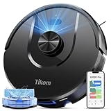 Tikom Saugroboter mit Wischfunktion, 6000Pa Staubsauger Roboter mit LiDAR Navigation, 150Min Max, APP Steuerung, 14 No-Go-Zonen, Saug und Wischroboter für Tierhaare, Teppiche und Hartboden(L8000 Pro)
