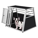 EUGAD Hundetransportbox Aluminium, Kofferraum Transportbox Hundebox für große/mittlere Hund Katze 80x65x65cm, Autotransportboxen Auto Hundebox Zuhause Reise, Leicht zu reinigen und Stabil