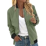 Beokeuioe Übergröße Übergangsjacke mit Reißverschluss Damen Leicht Fliegerjacke Sommerjacke Kurz Bomberjacke Pilotenjacke Lässig Elegant Dünne Ladies Bomber Jacket Freizeitjacke