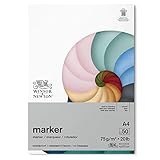 Winsor & Newton 6002008 Markerpapier im Block - 50 Blatt DIN A4, 75g/m², FSC, Chlor- und Säurefrei, Alterungsbeständig für alle Arten von Alkoholbasierten Markern