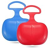 2er Bob Schlitten Set - blau & rot - zum Porutschen & Schlittenfahren für Kinder Poporutscher Po-Rutscher