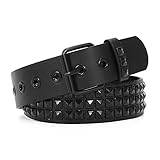 WERFORU Leder Nietengürtel Punk Rock Metall Nietengürtel für Damen Herren Gothic Ledergürtel für Jeans Hosen Schwarz
