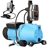 Hauswasserautomat JET 100S mit Elektronische Druckschalter CSK 5 - Wasserpumpe (3600l/h, 1100W, Förderhöhe 50m) - Gußeisen - Gartenpumpe - für Garten Bewässerung - Pumpensteuerung Trockenlaufschutz