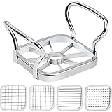 Xiumeso Pommesschneider 5 in 1 Apfelschneider Kartoffelschneider Pommes-Frites Schneider Edelstahl Obstschneider Multifunktionaler Gemüseschneider für Heimwerker, Obst, Gemüse, Kartoffel, Küchenhelfer