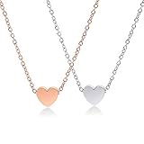 Crazy-M 2 STK Herzkette Halskette mit Herz Anhänger für Damen Liebe Herz Prinzessin Damen Schöne Kette mit dezentem Damen Kette mit Herz Anhänger in Silver and Rosegold Vergoldet Kette