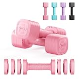 Dripex Hanteln Set Verstellbare Hanteln 1 Paar 5kg x2 oder 2,5kg x2, Schnell justierbare 6 Hantelplatten mit einem Gewicht von 0,5 kg oder 0.25 kg (Rosa 2.5 kg x2)