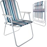 Faltbarer Campingstuhl Bergamo mit verstärktem und mit Armlehne Sitz bis 150 kg – Outdoor Klappstuhl, wetterfest, 2,25 kg – Garten, Terrasse, Strand, Balko