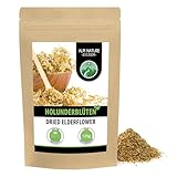 Holunderblüten Tee (125g), Holunder Blüten gerebelt, Holunderblütentee schonend getrocknet, 100% rein und naturbelassen zur Zubereitung von Holundertee